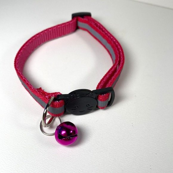 Pink Cat Breakaway Collar New With Jingle Bell And Reflective Strip - Picture 1 of 5